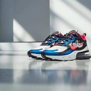 Nike Air Max 270 React in Blue and Red